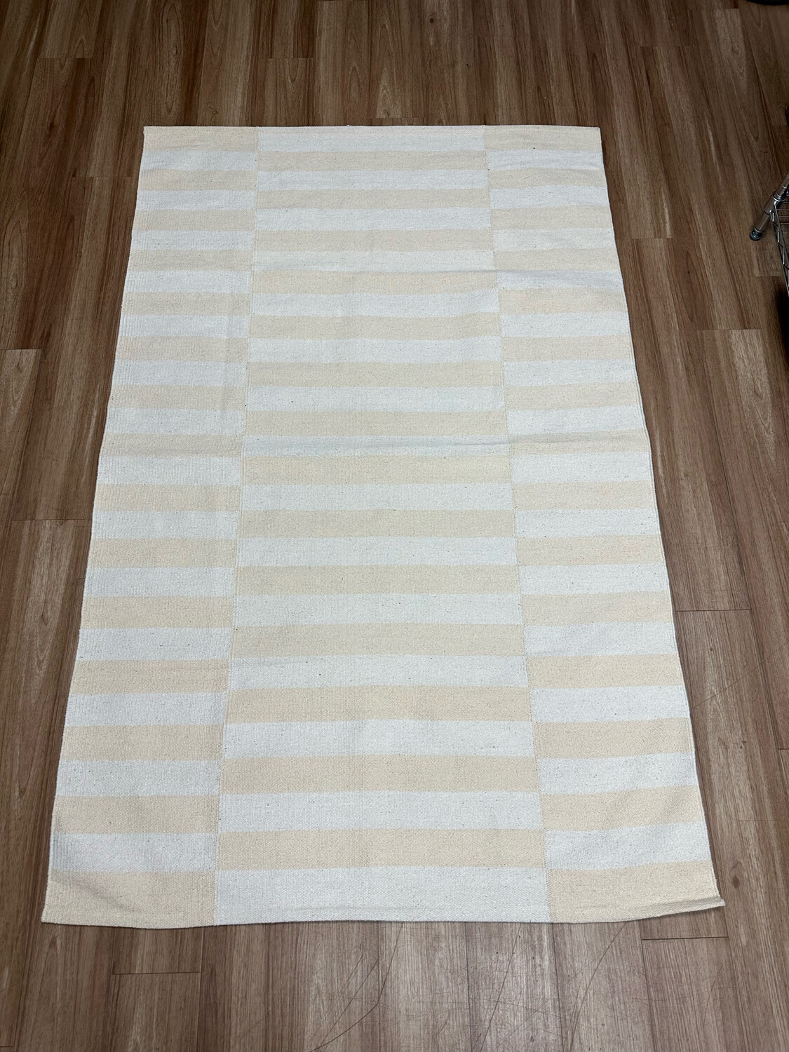 White & Beige Striped Rug 4x6