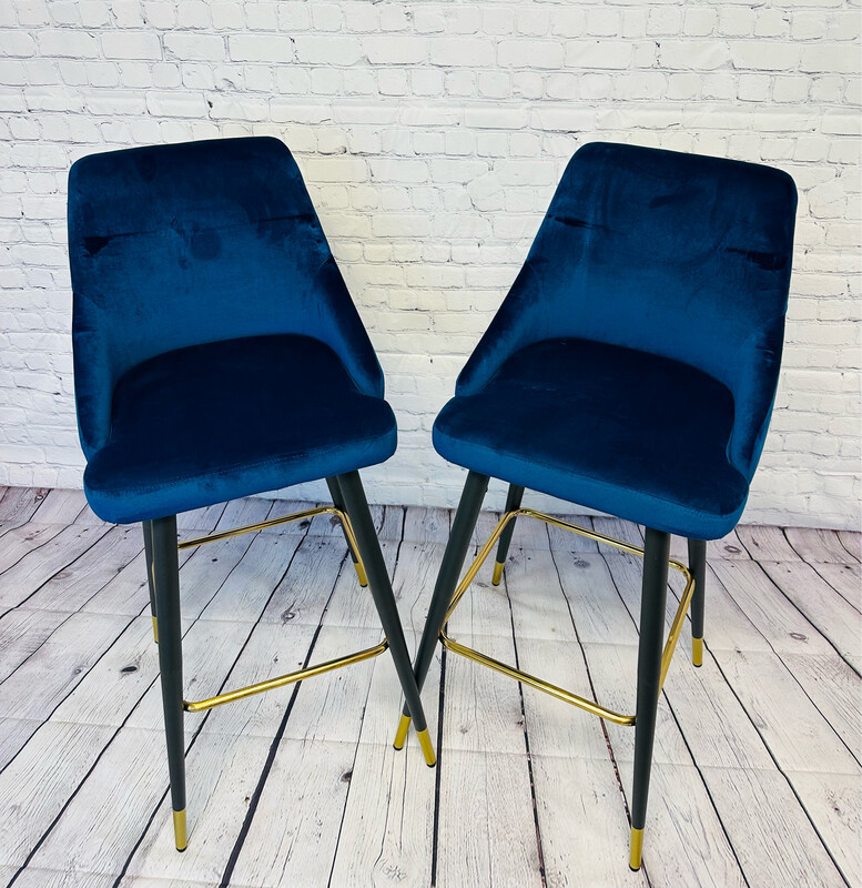 Royal Blue Velvet BAR Stool - Set of 2