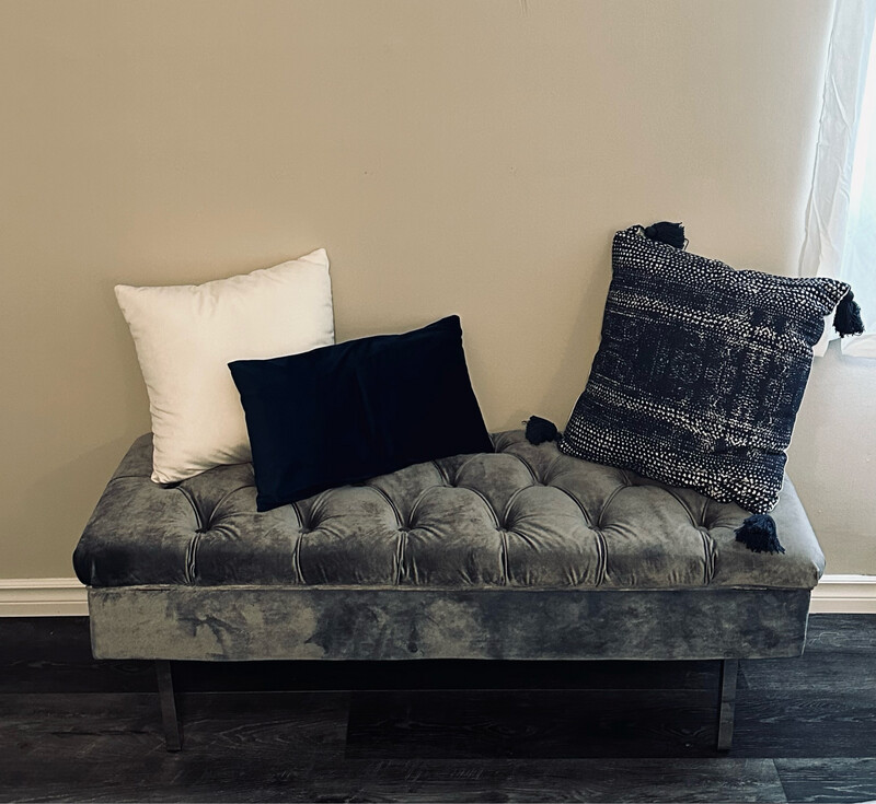 Grey Velvet Bench