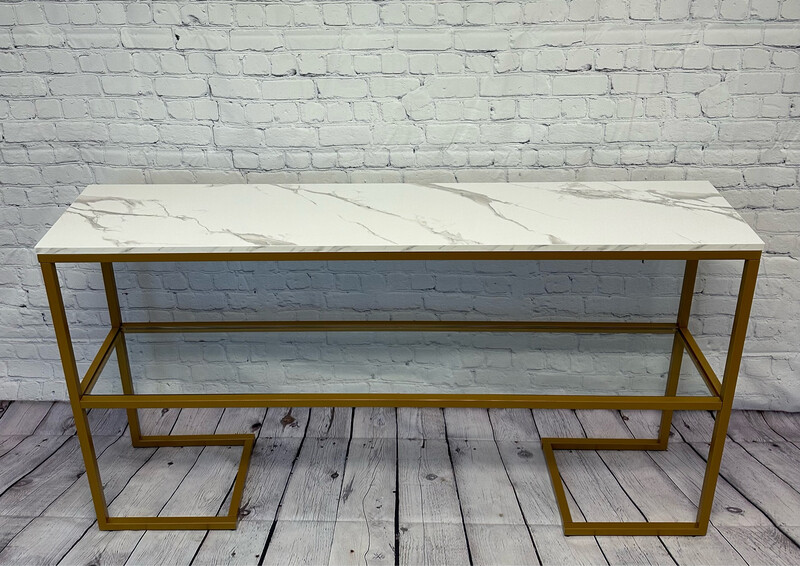 Faux Marble & Gold Console Table