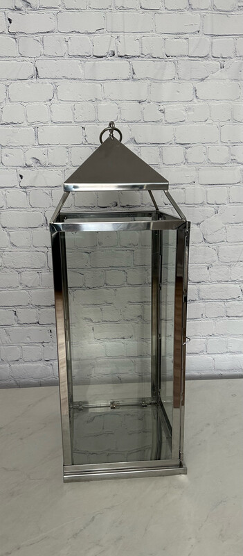 Tall Silver Metal Lantern