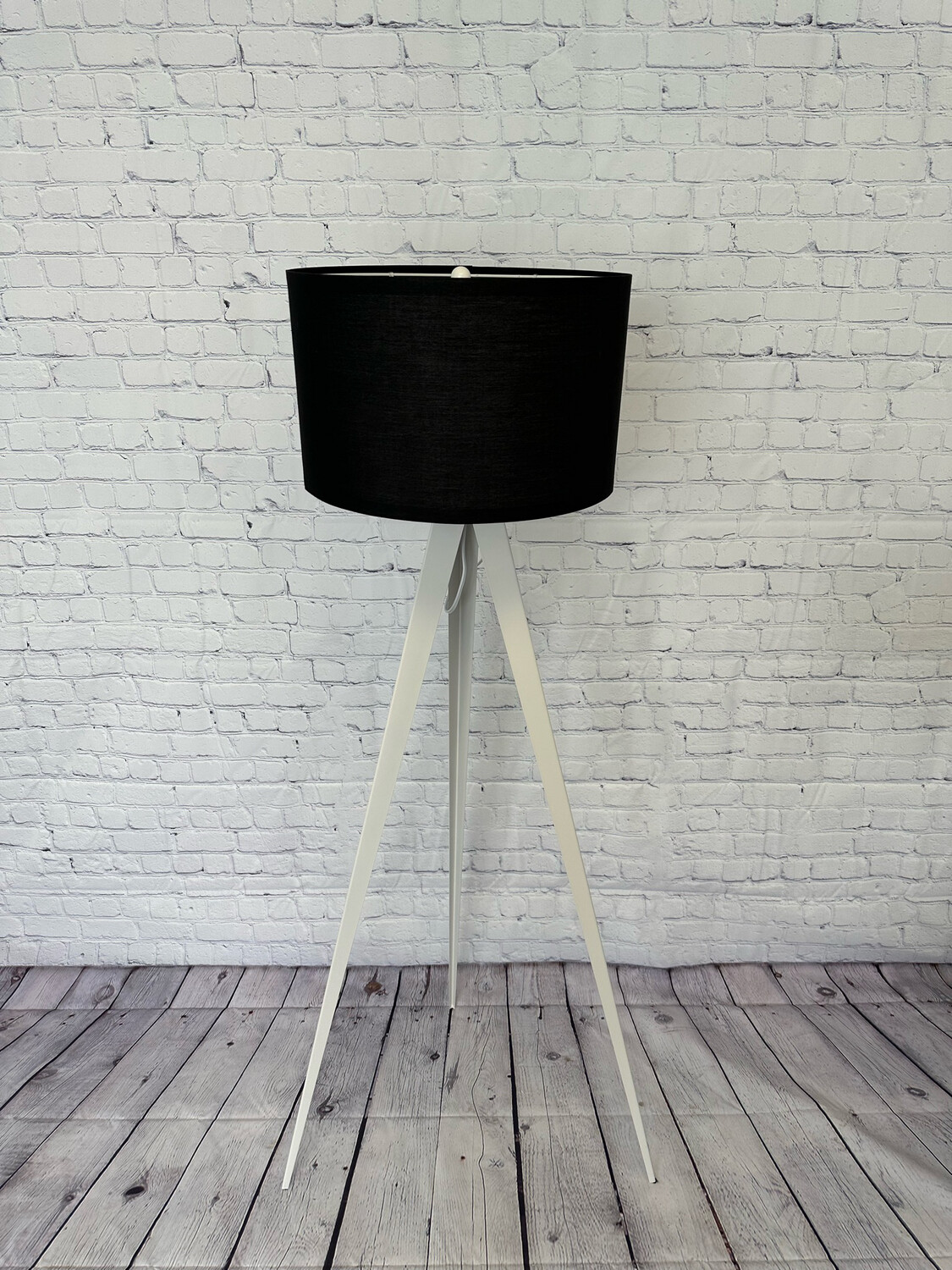 White Metal Tripod Floor Lamp