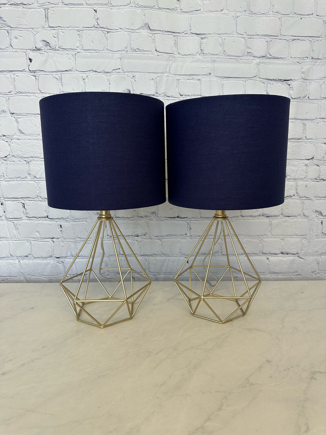 Geometric Gold Lamp - Set Of 2