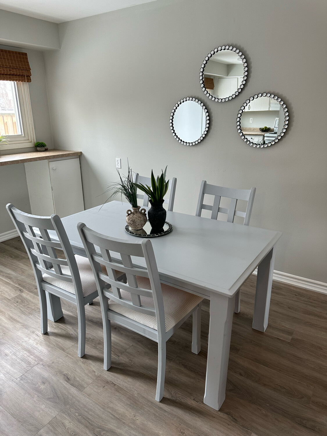 Soft Grey Wooden Dining Set - 5 Pieces
