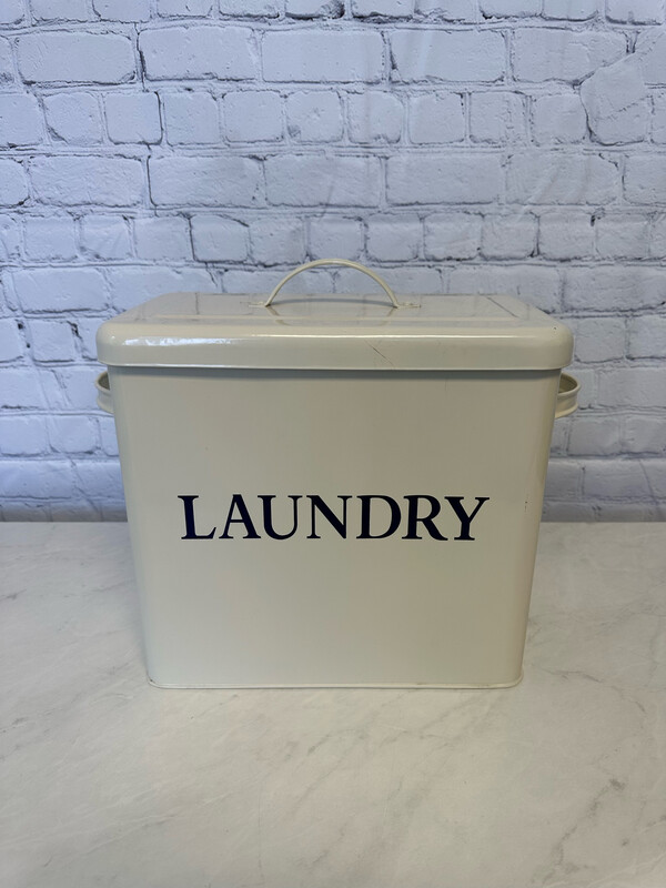 Beige Metal Laundry Tin