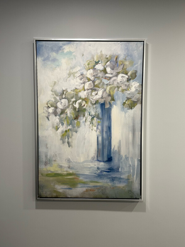 Blue & White Flower Vase Framed Canvas