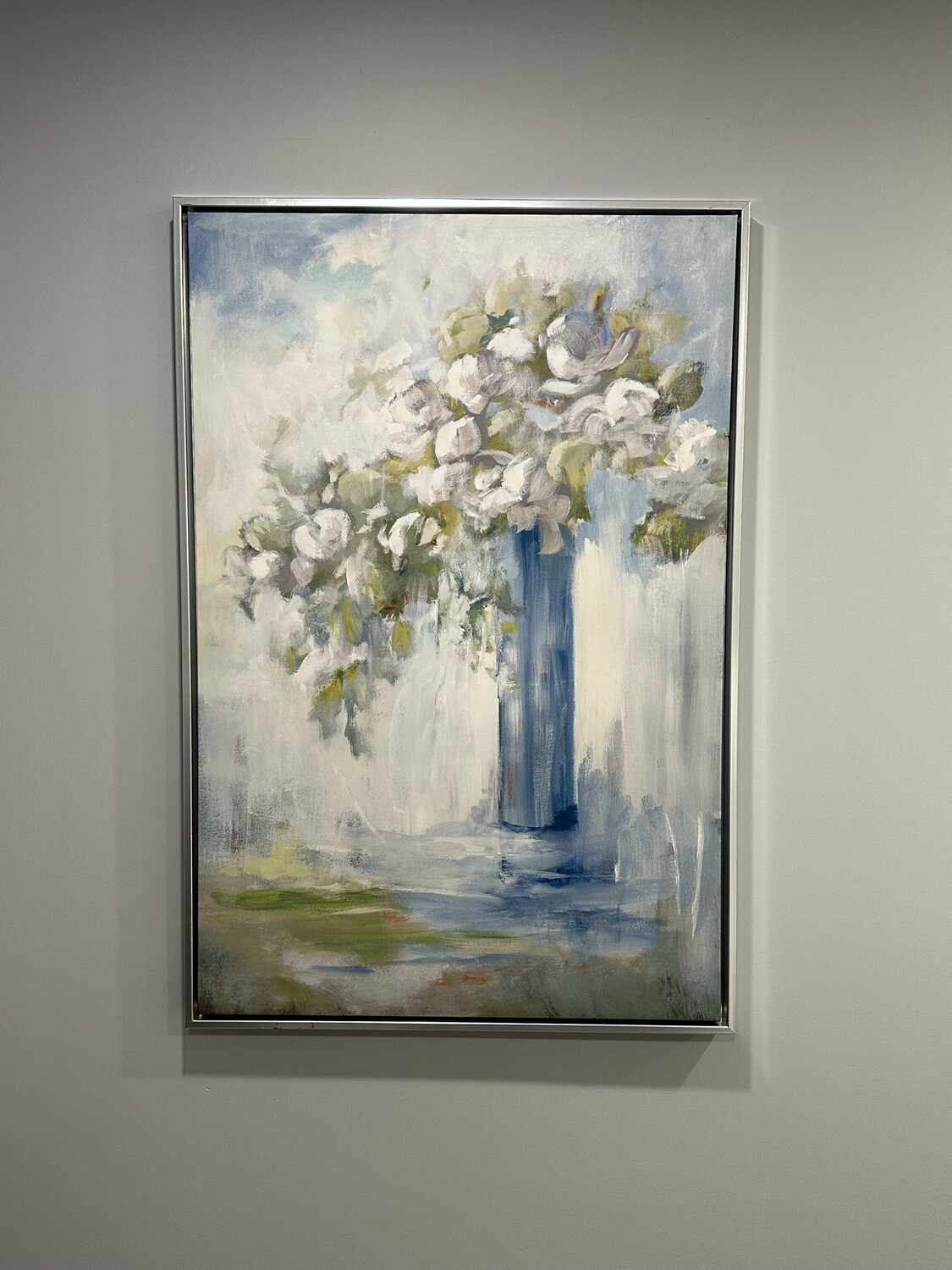 Blue & White Flower Vase Framed Canvas