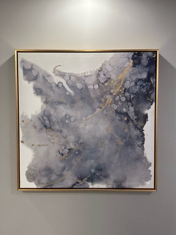 Blue & Gold Waters Framed Canvas