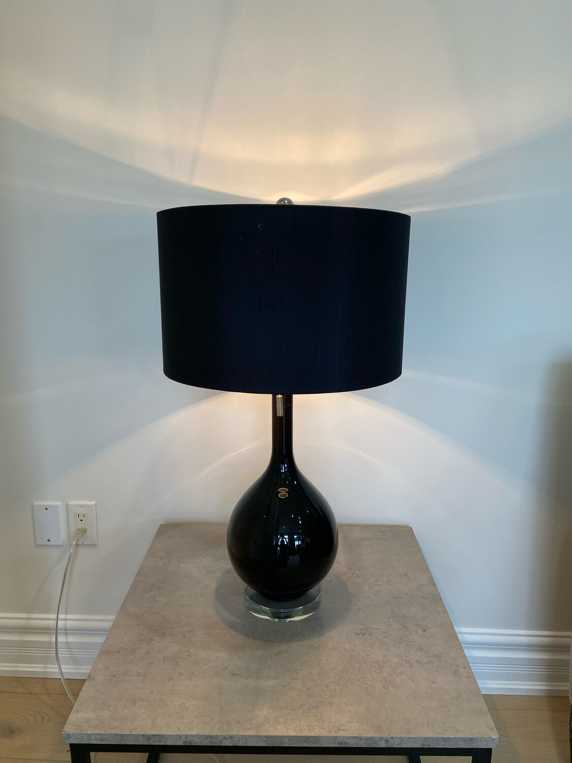 Black Glass Lamp - Set Of 2