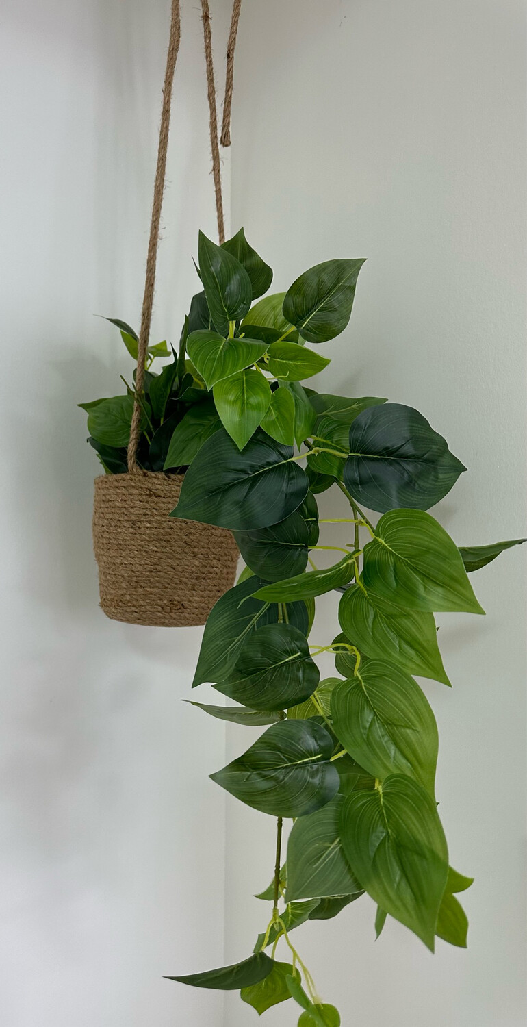 Faux Golden Pothos Hanging Plant