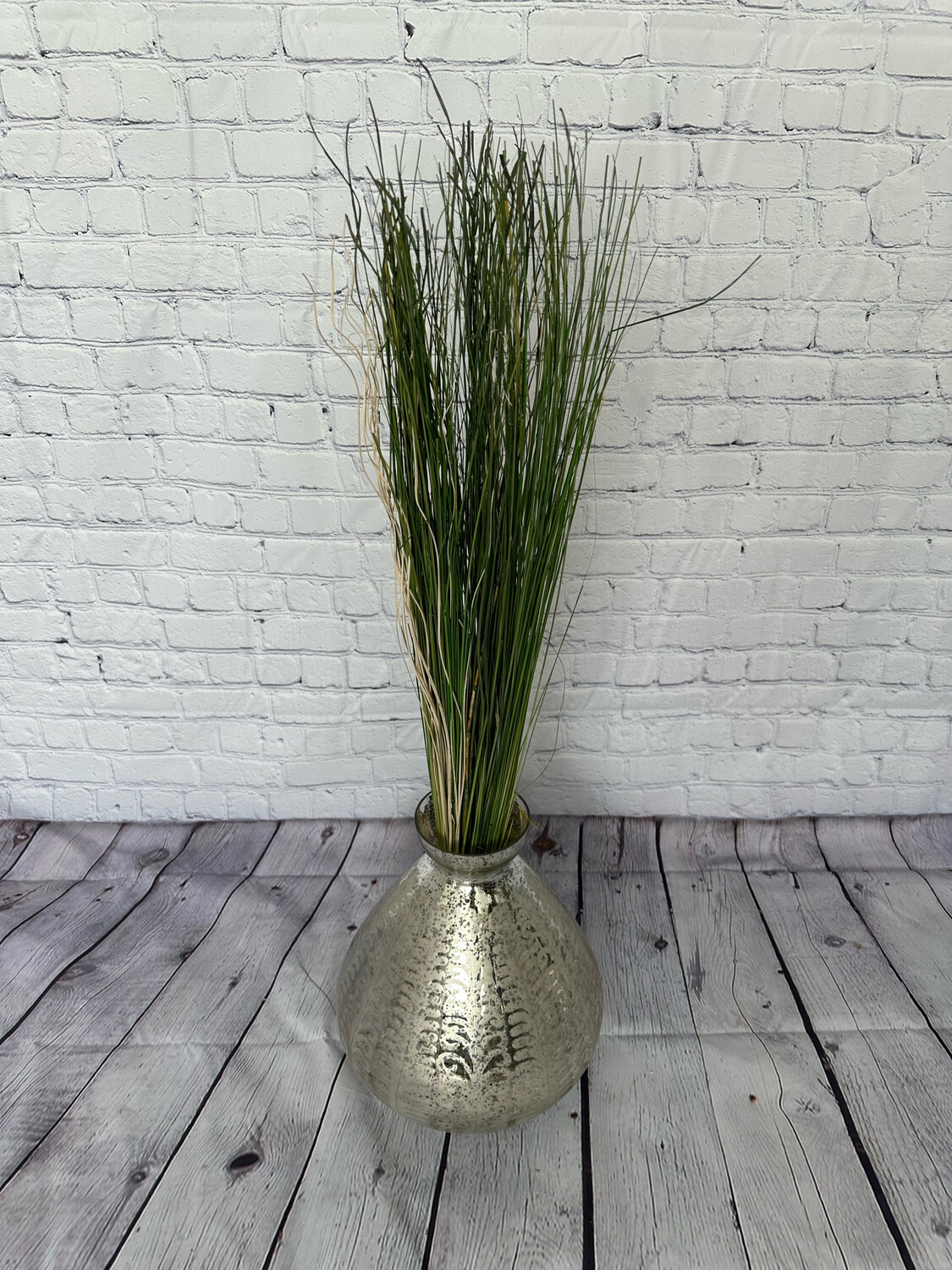 Large Frosted Chrome Glass Floor Vase