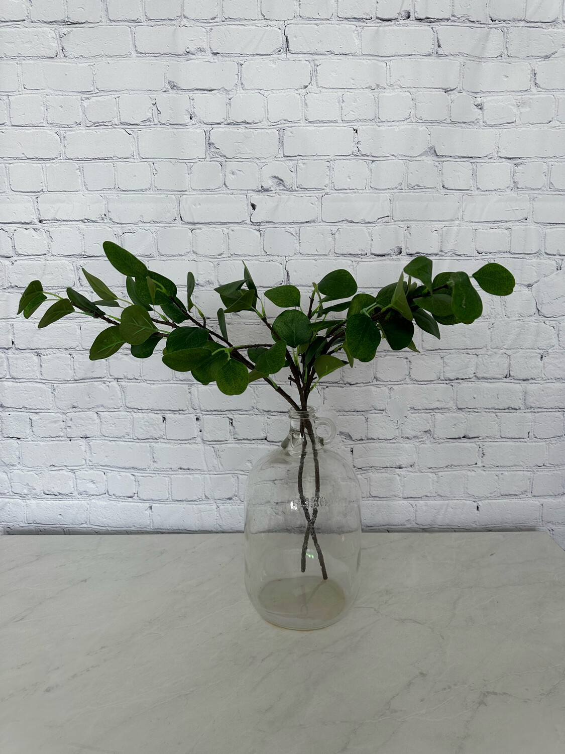 Large Glass Wine Jug w/ Eucalyptus