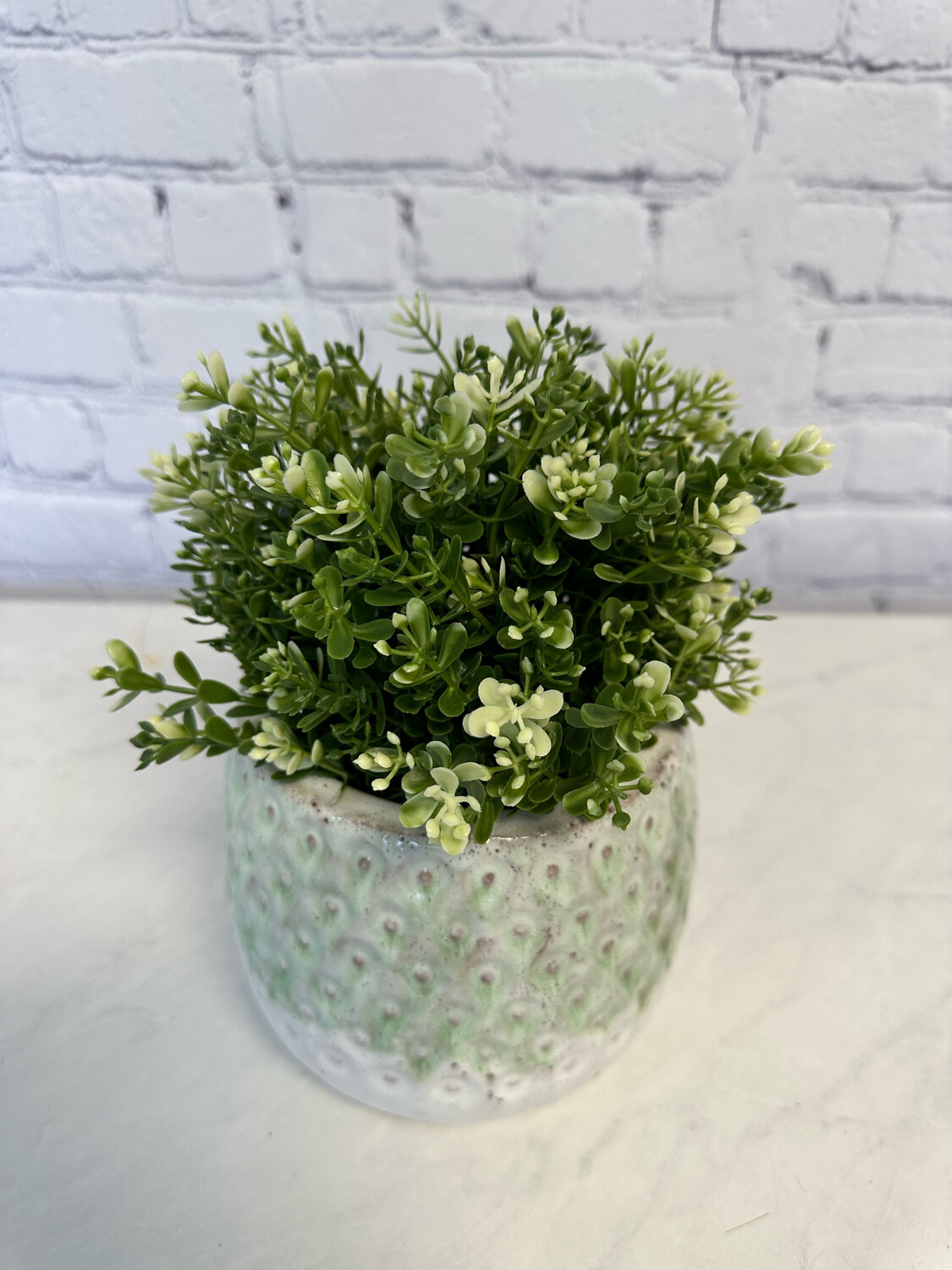 Soft Green & White Ceramic Pot