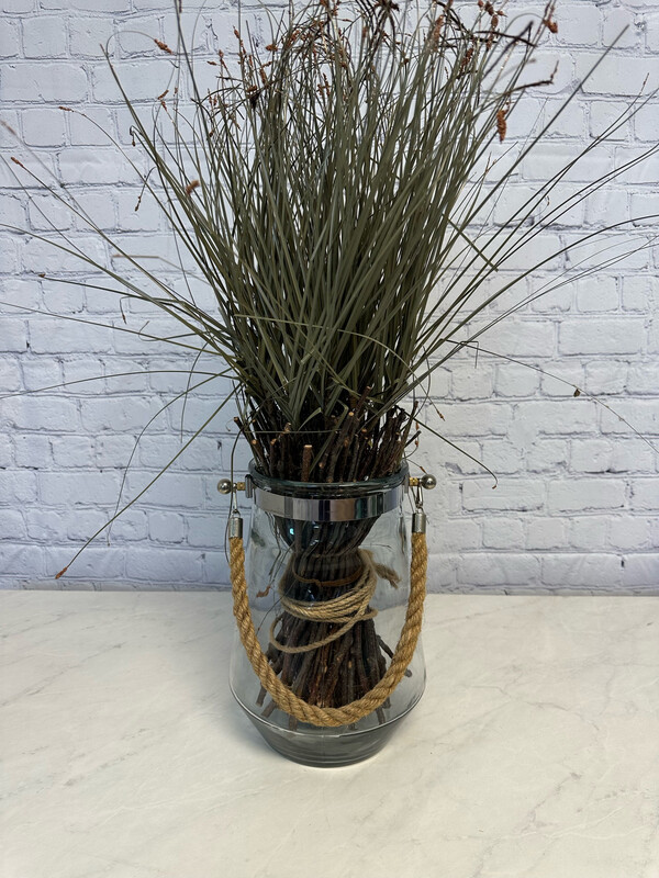 Blue Glass Vase w/ Rope