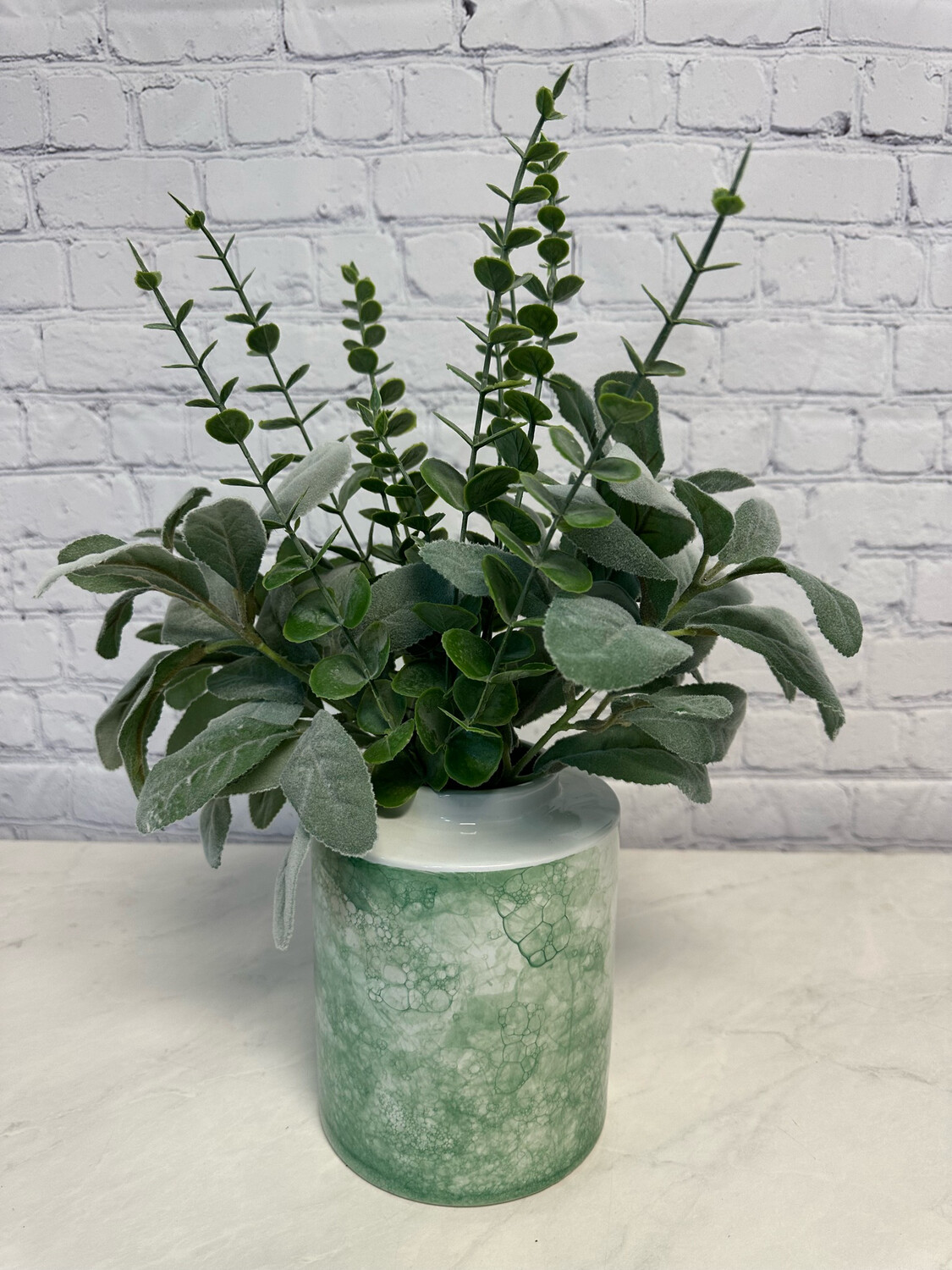 White & Green Faux Vase