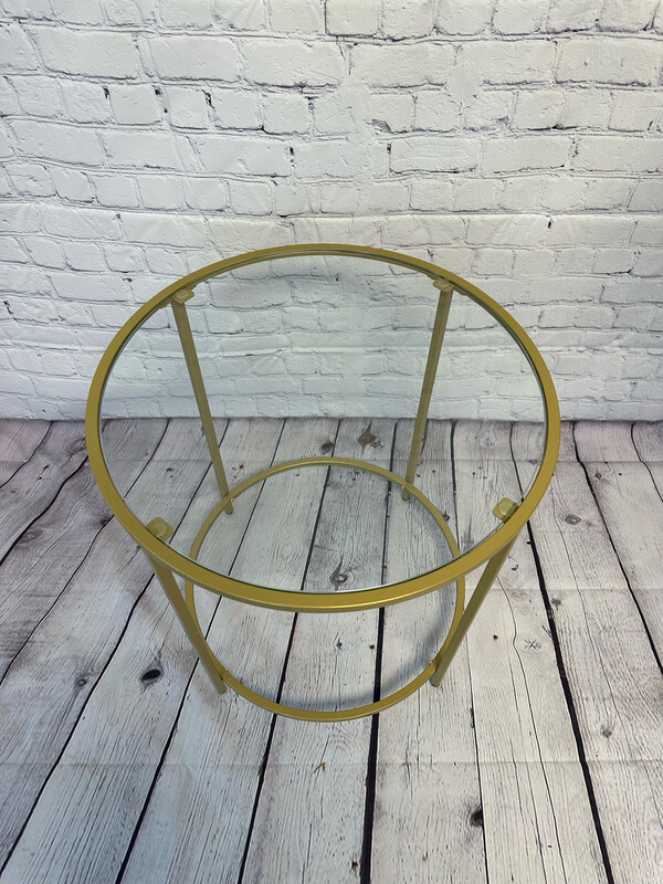 Single Metallic Gold & Glass End Table