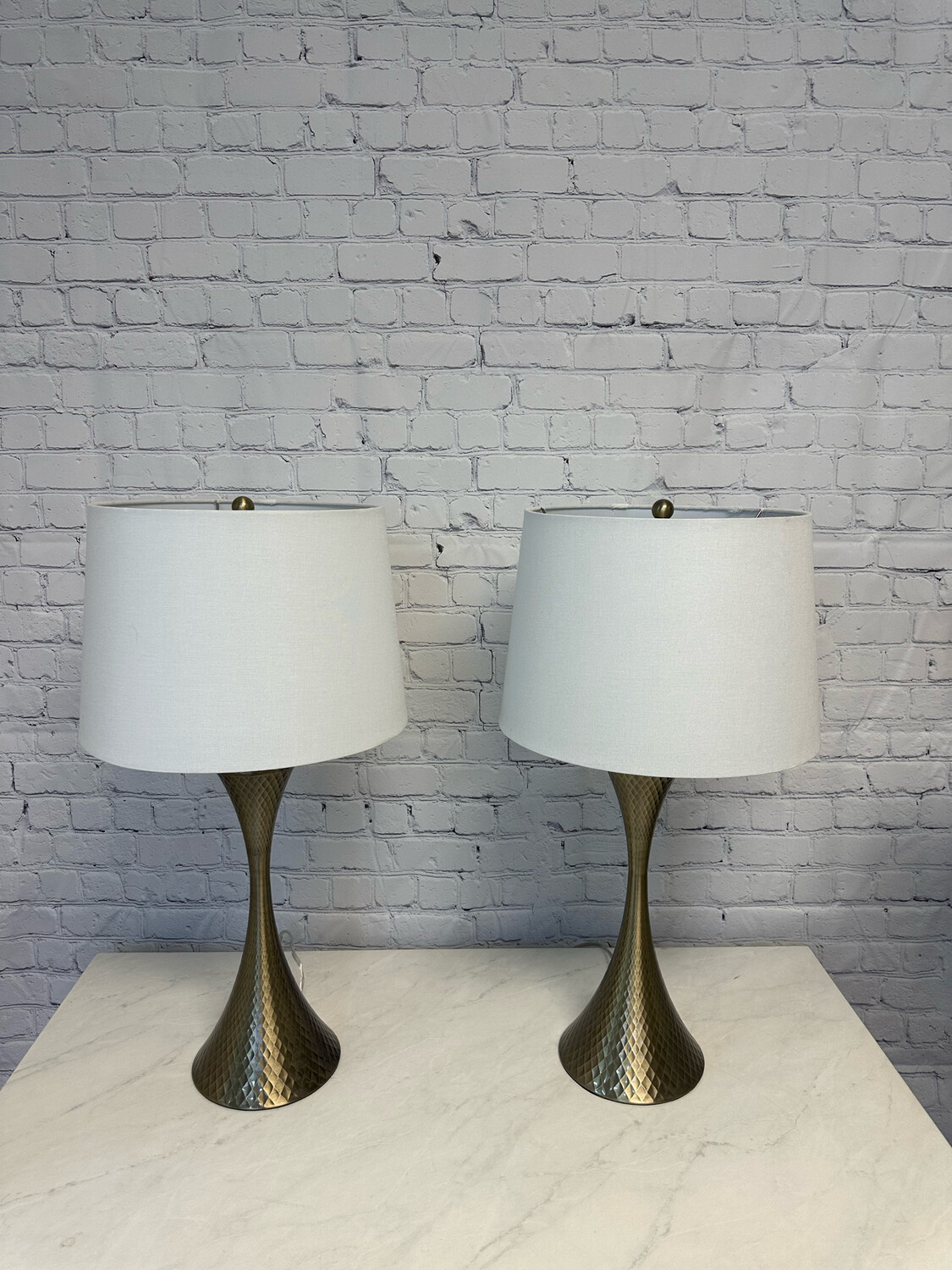 Stamped Brass Lamp - Set Of 2