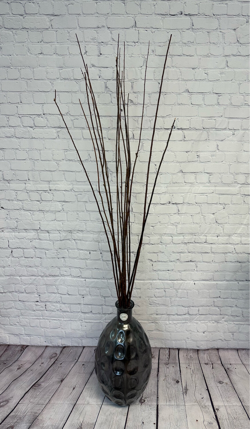Storm Grey Glass Floor Plant
