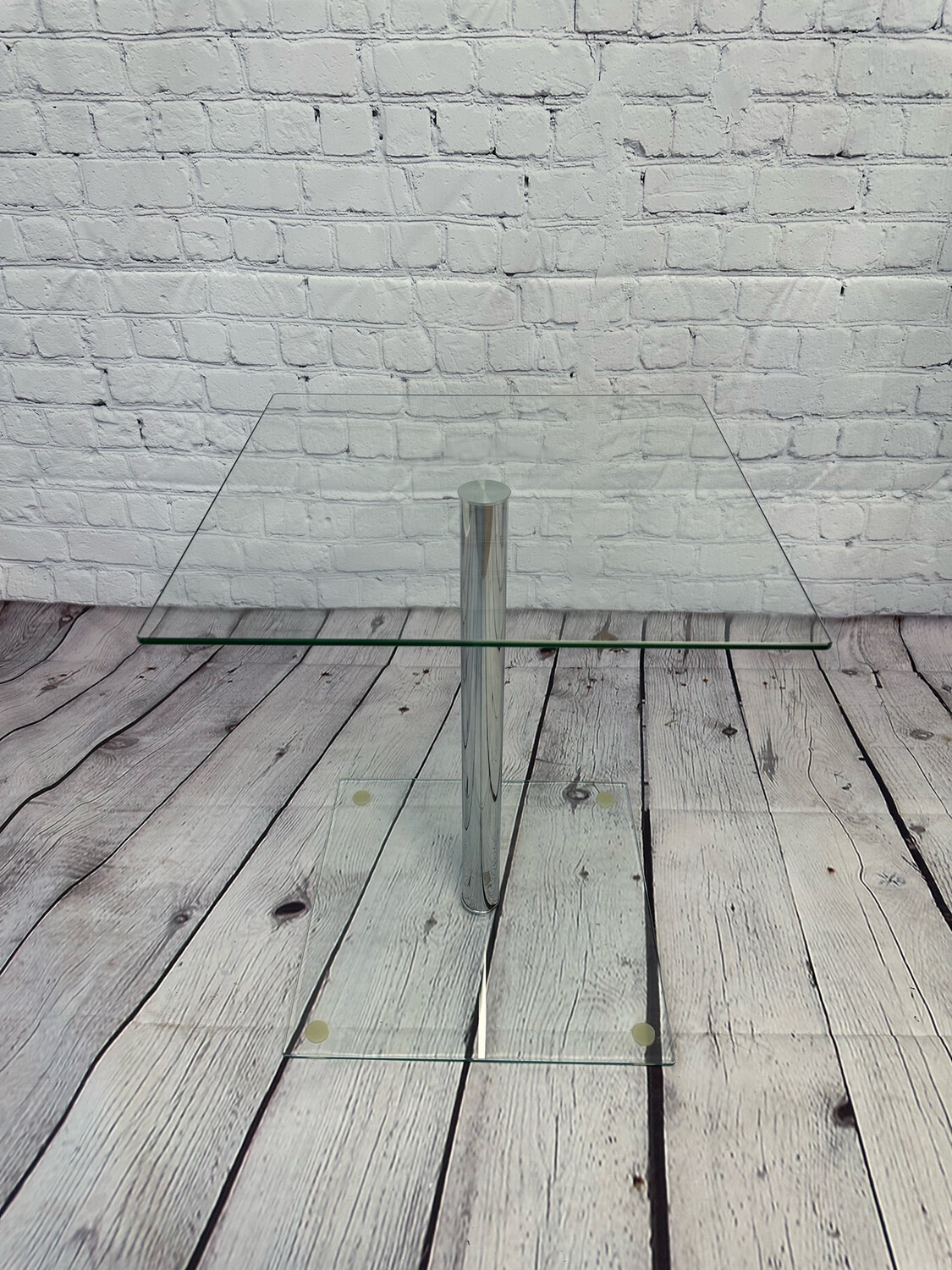 Single Glass On Glass End Table