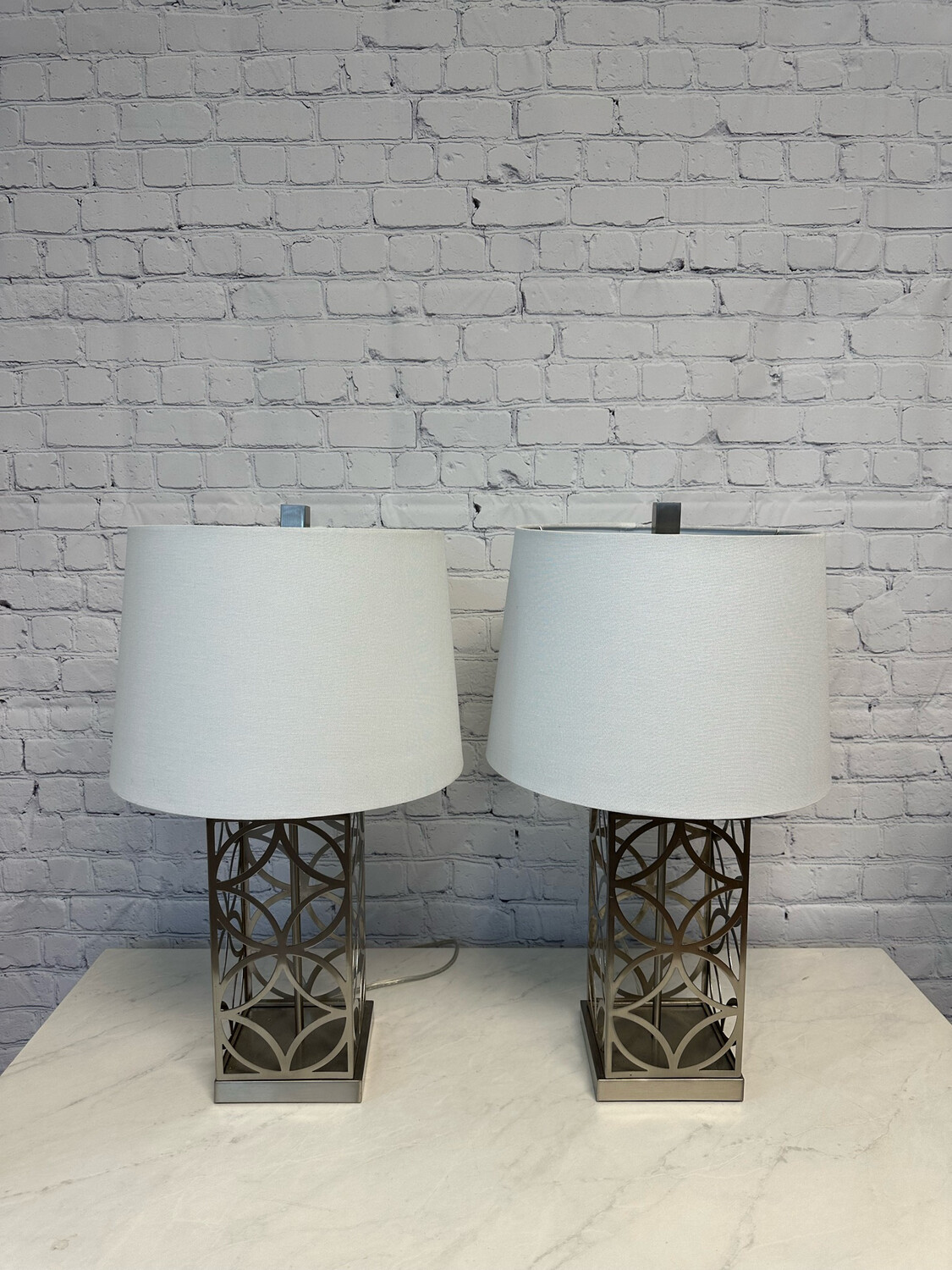 Metal Spiral Design Box Lamp - Set Of 2