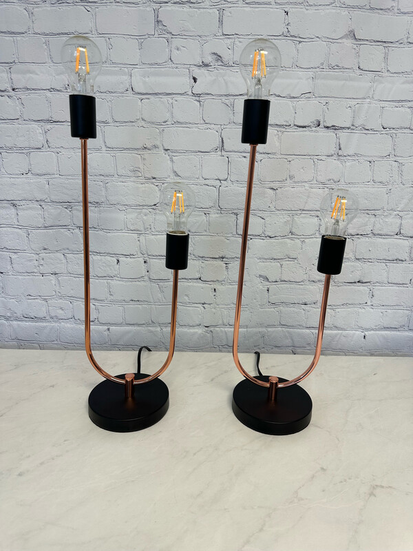 Rose Gold & Black Lamp - Set Of 2