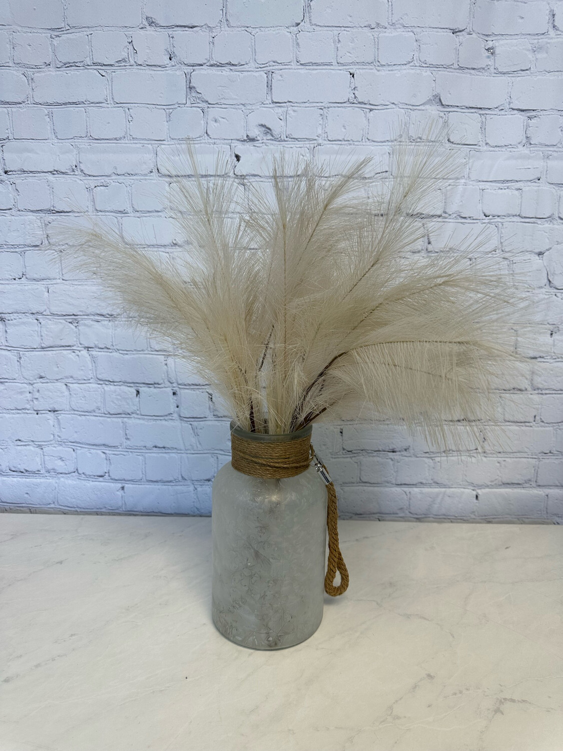 Frosted Glass Vase w/ Rope