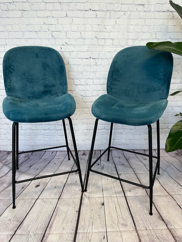 Aqua Velvet BAR Stool - Set of 3