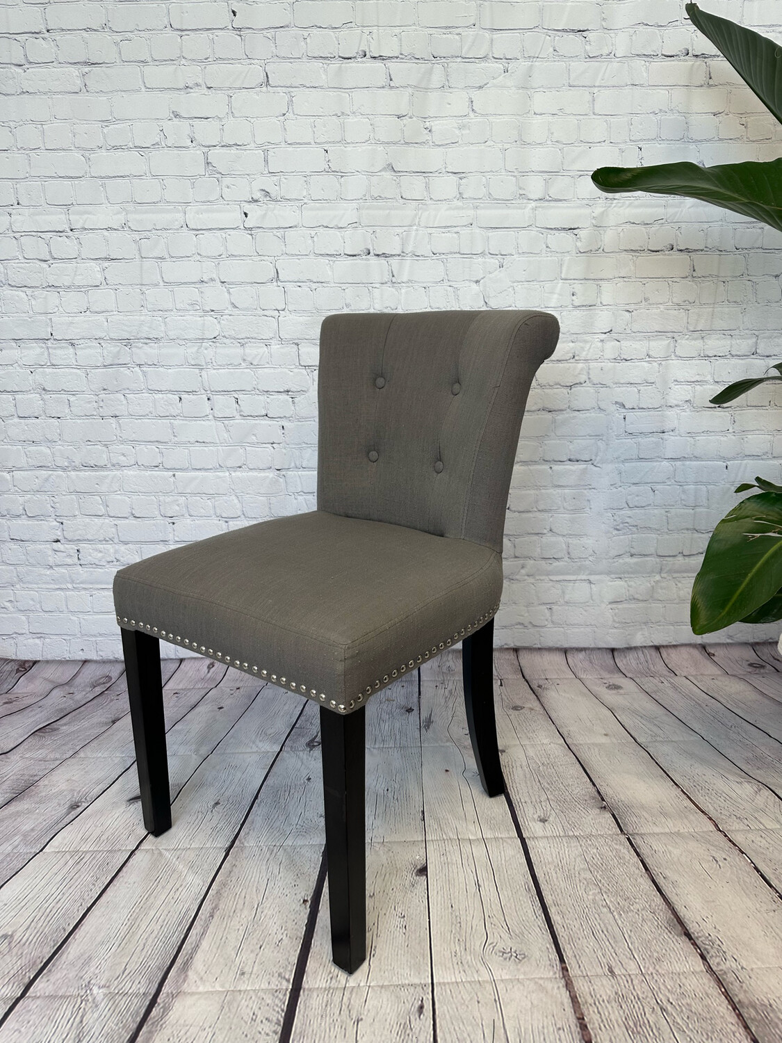 Grey Nailhead Fabric w/ Back Ring Accent Chair - Set Of 2