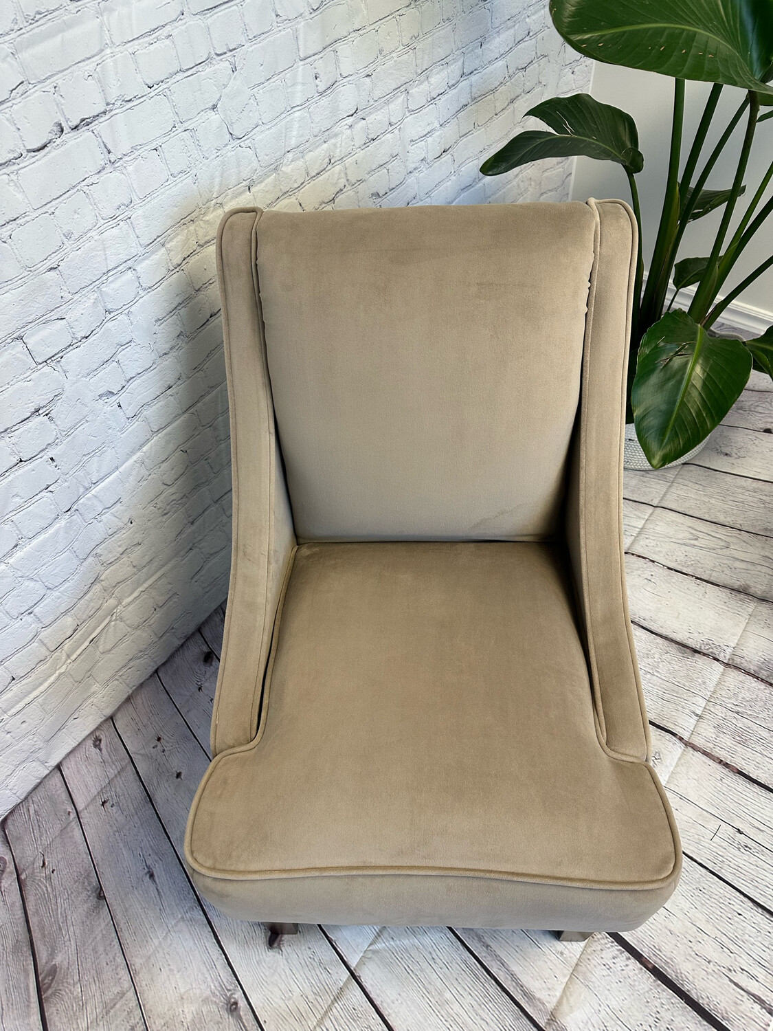 Beige Suede Accent Chair