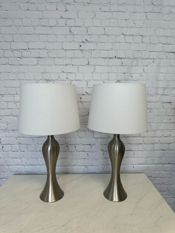 Hourglass Polish Nickle Lamp - Set Of 2