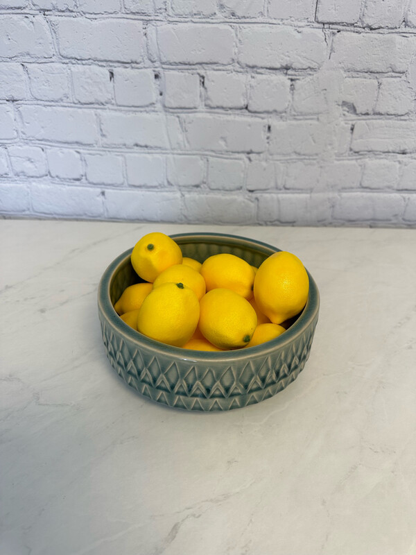 Teal Patterned Clay Bowl