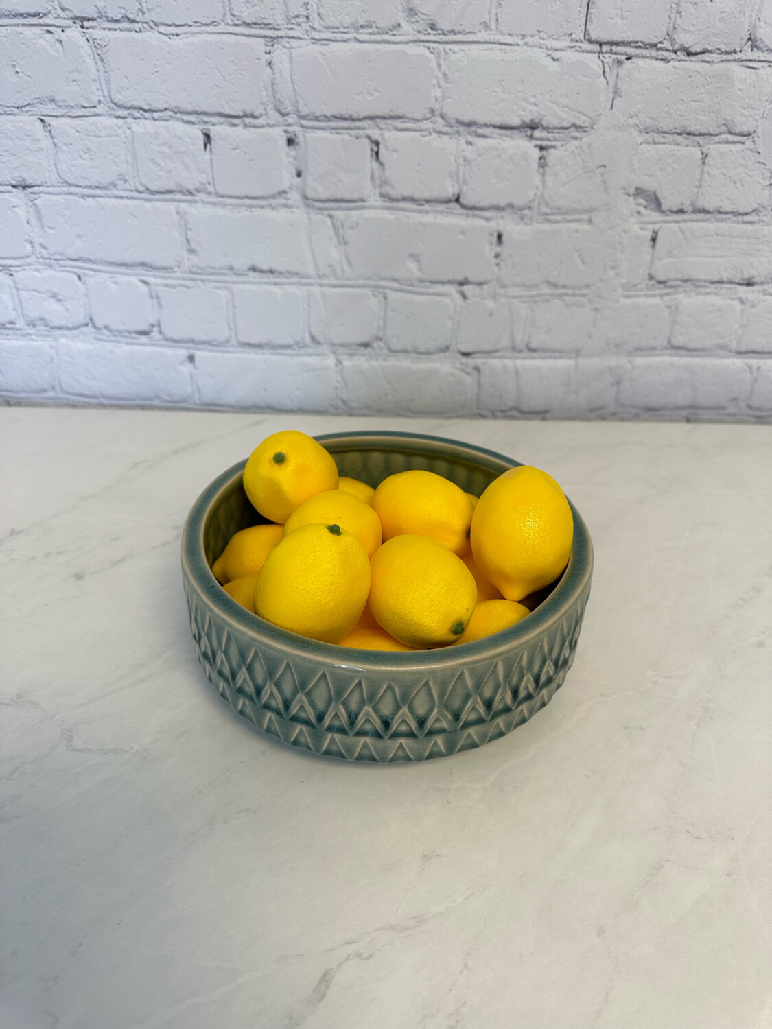 Teal Patterned Clay Bowl
