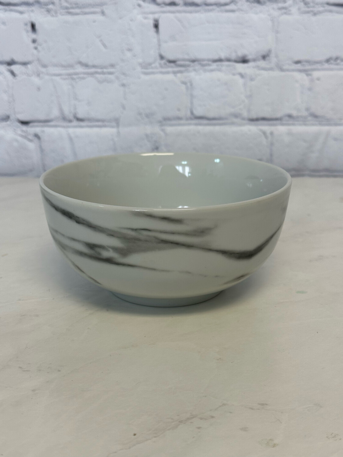 White & Grey Faux Marble Bowl - Set Of 2