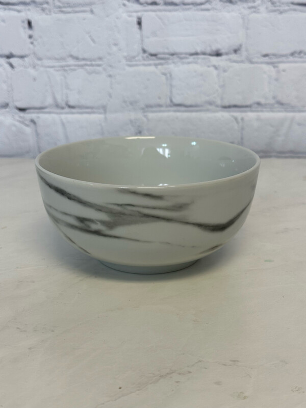 White & Grey Faux Marble Bowl - Set Of 2