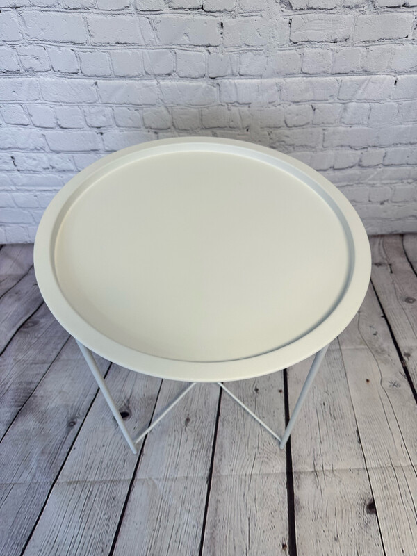 Single Sleek White Metal End Table