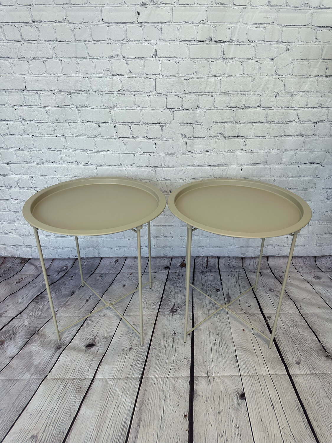 Sleek Light Grey Metal End Table - Set Of 2