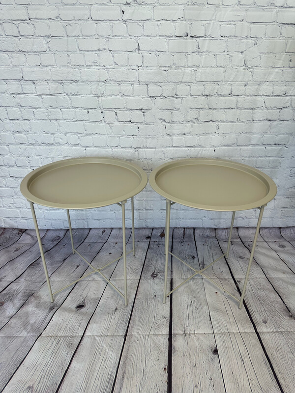 Sleek Light Grey Metal End Table - Set Of 2