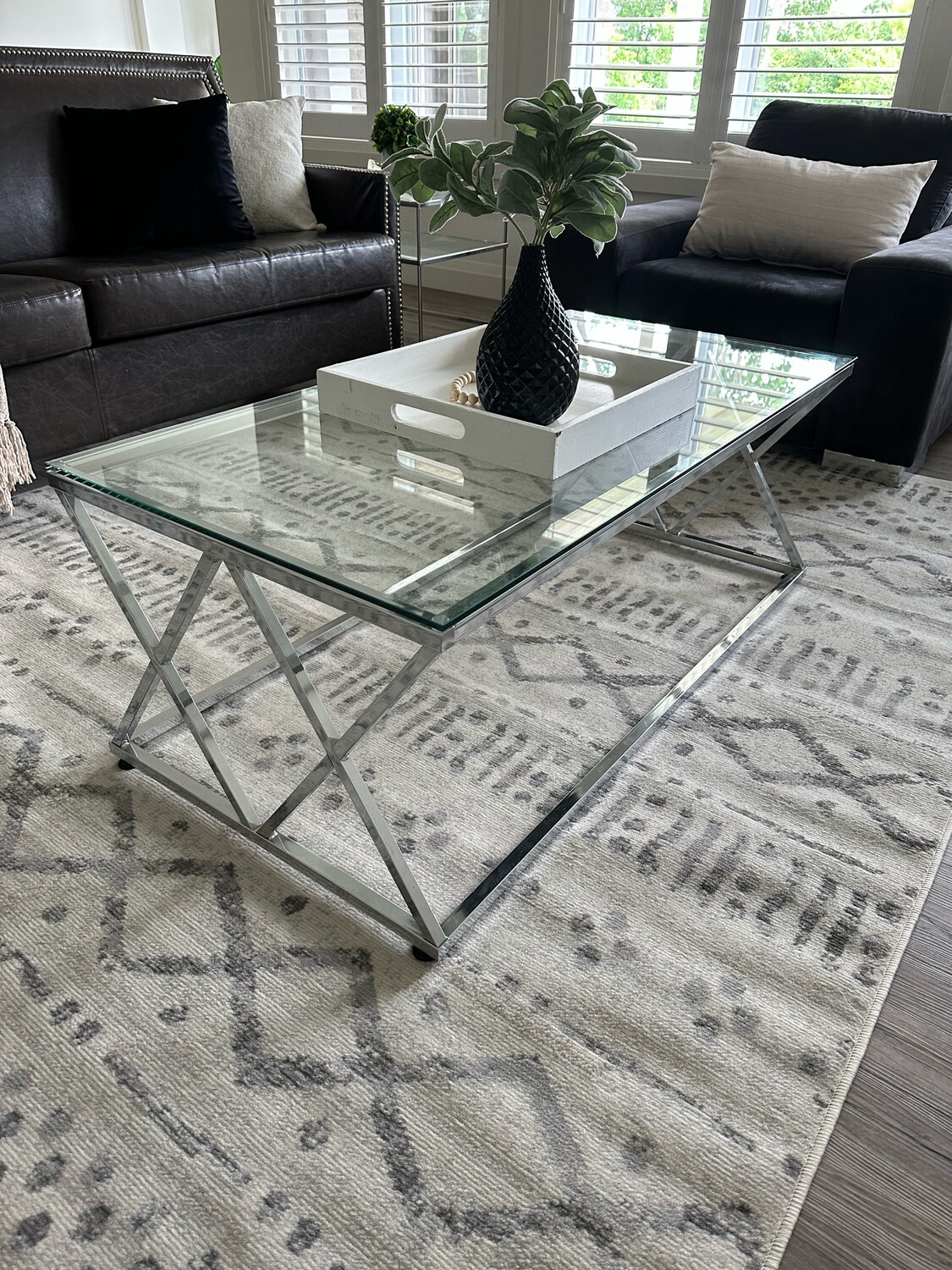 Glass Top Rectangular Coffee Table