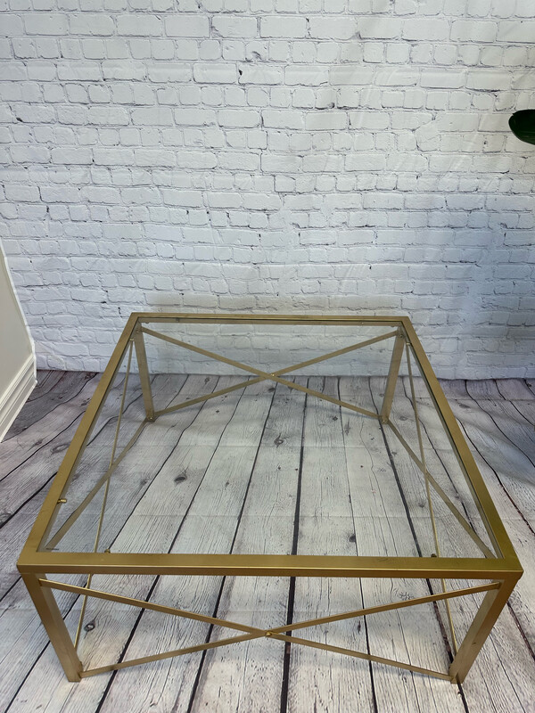 Gold Square Glass Coffee Table