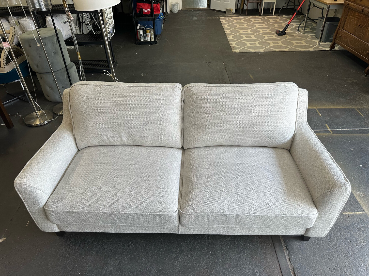 White & Beige Loveseat/Small Sofa