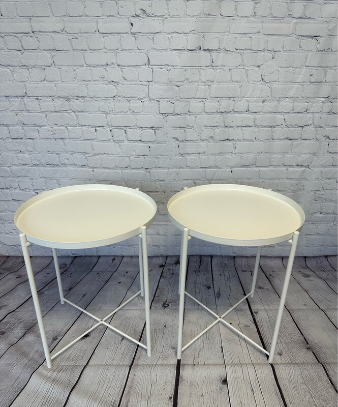 White Metal End Table - Set Of 2