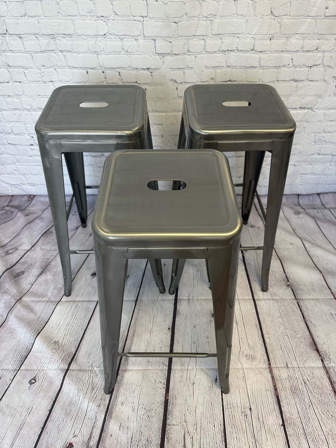 Gun Metal BAR Stool - Set Of 3