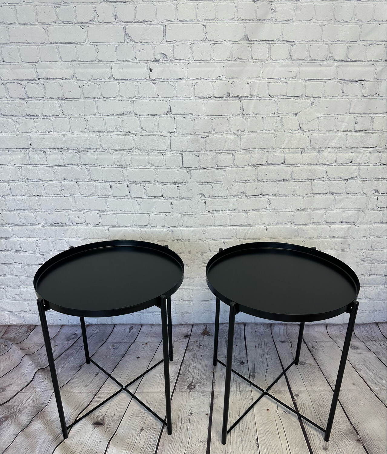 Black Metal End Table - Set Of 2
