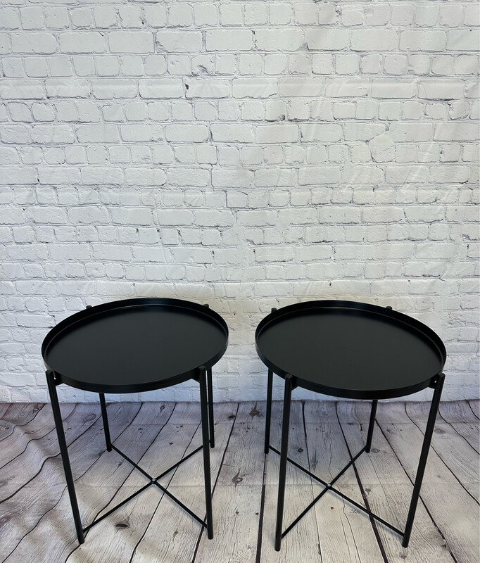 Black Metal End Table - Set Of 2