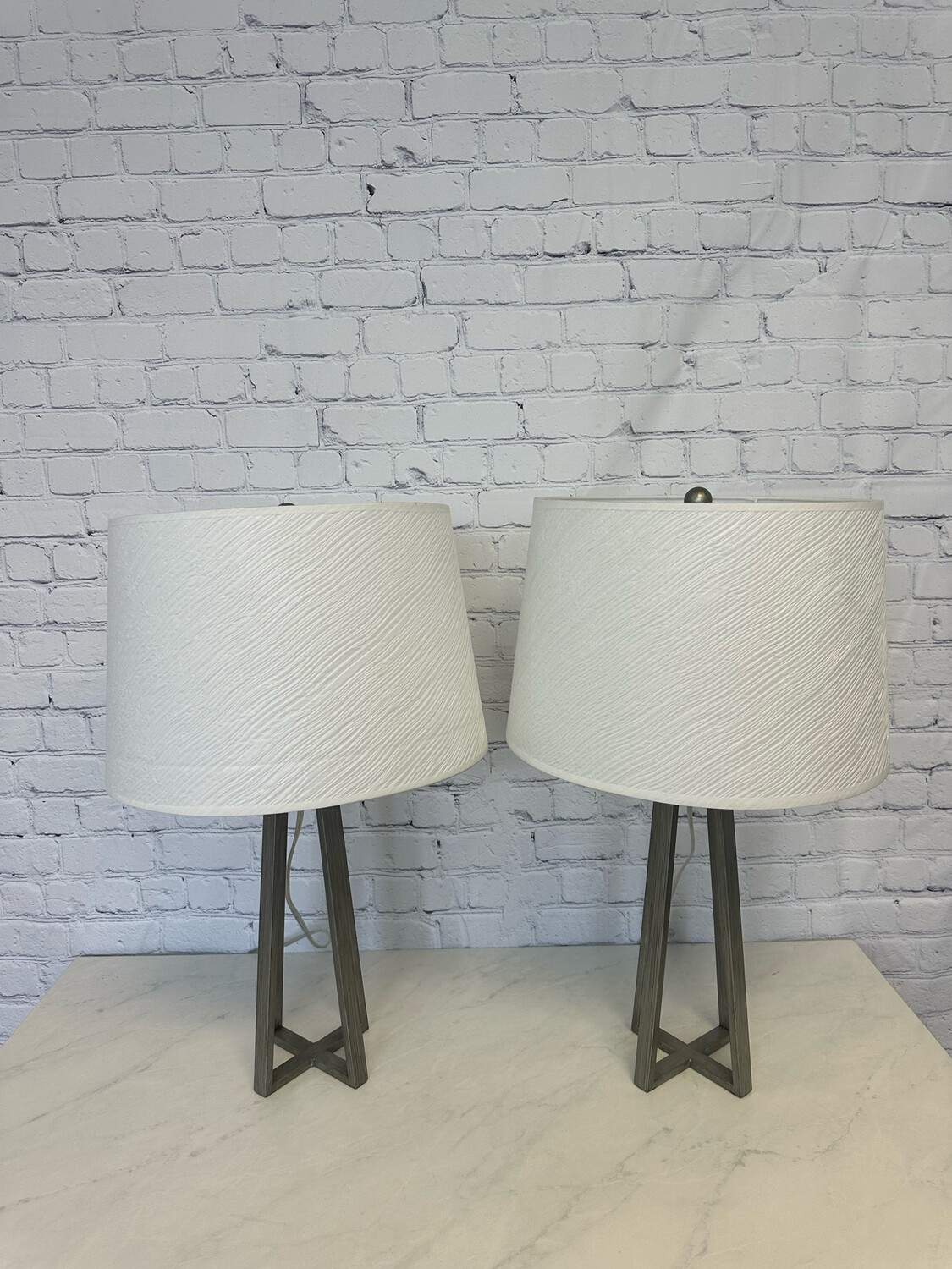 Brushed Metal Lamp - Set Of 2