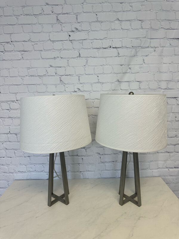 Brushed Metal Lamp - Set Of 2
