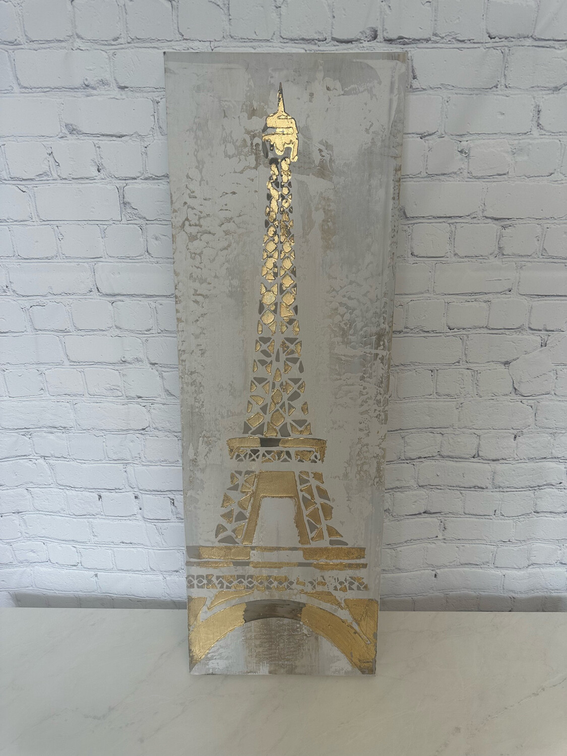 White & Gold Eiffel Tower Canvas