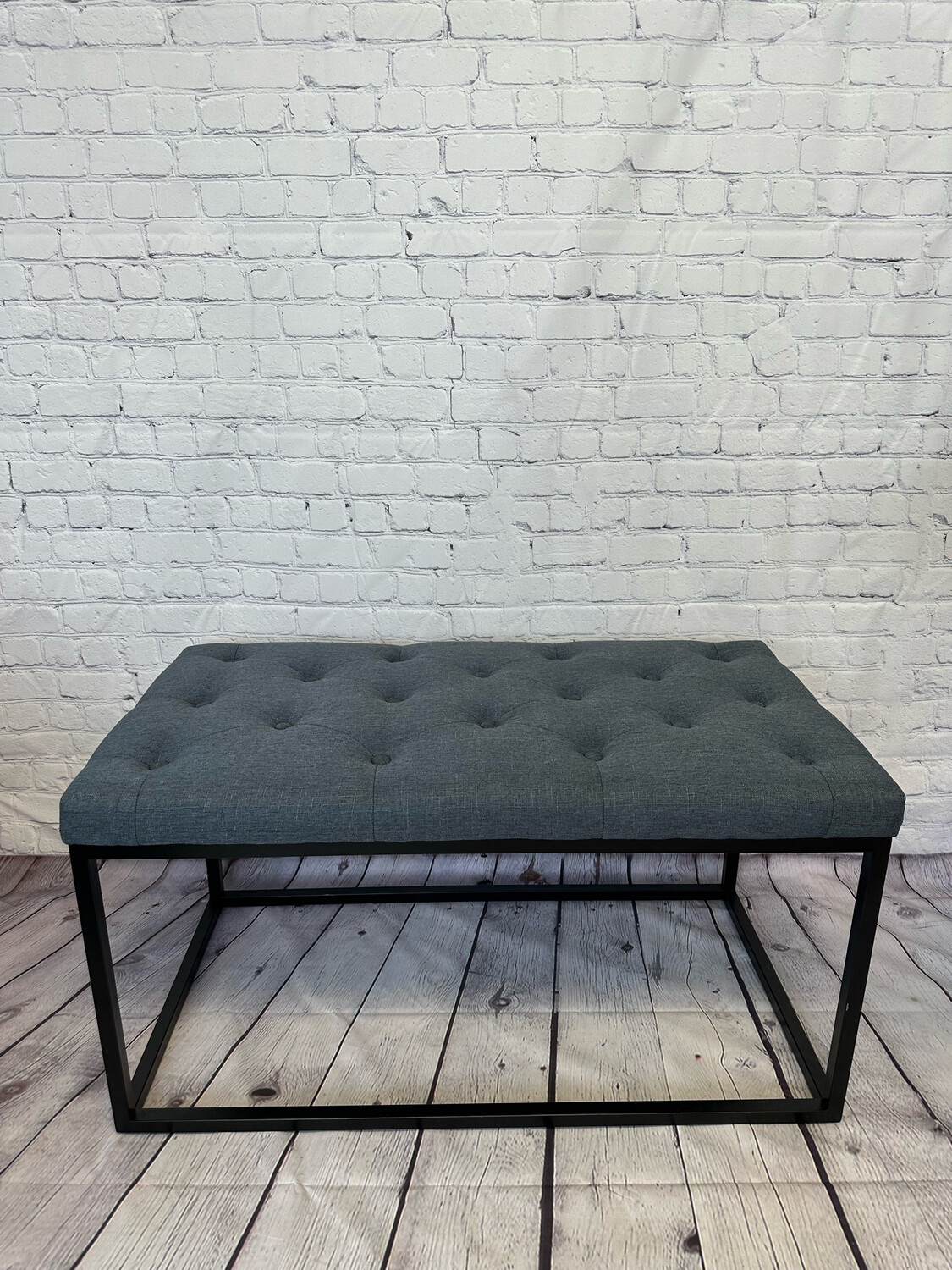 Blue Tufted Bench