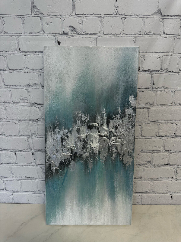 White/Teal/Silver Canvas