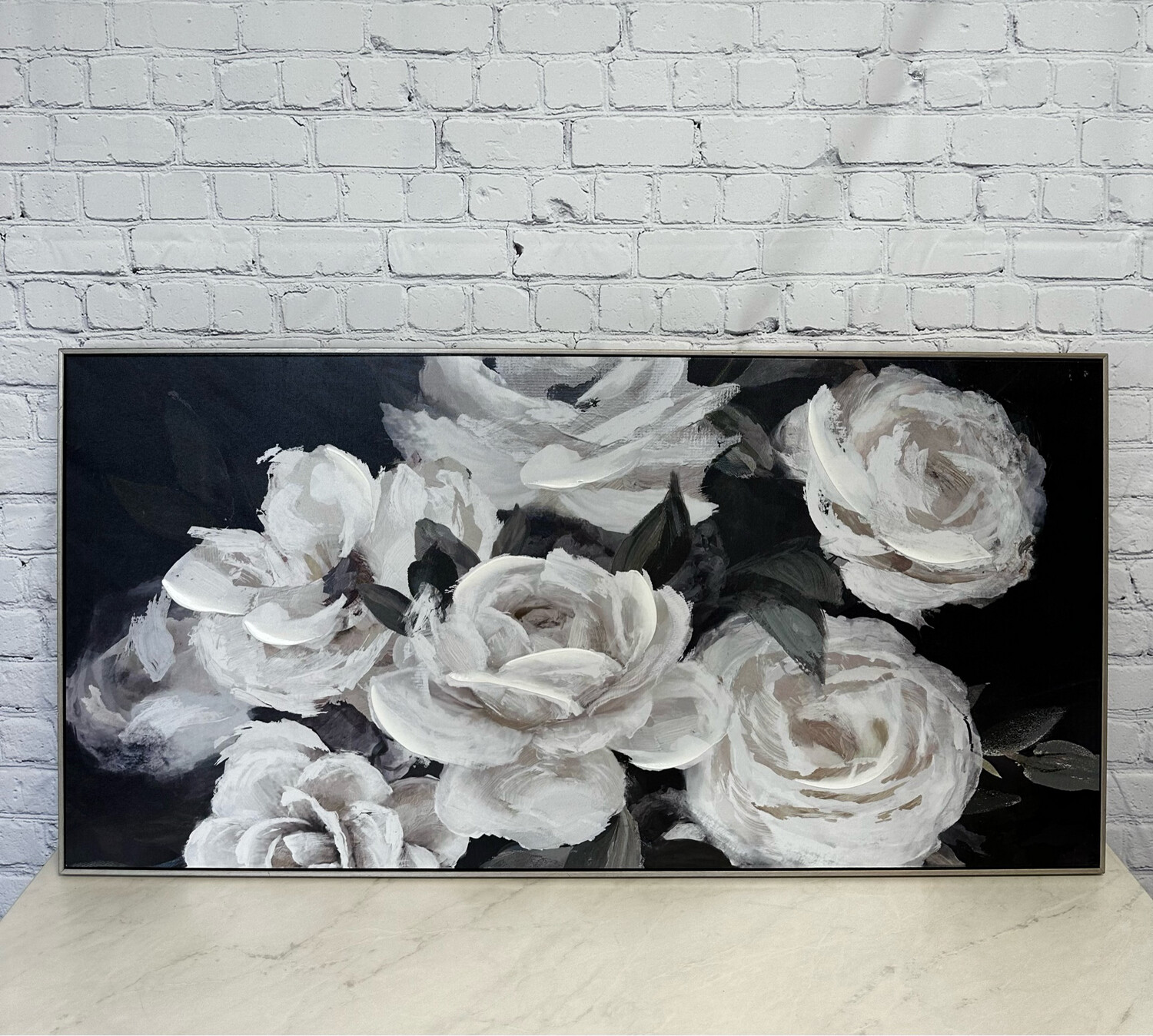 White Roses Framed Canvas